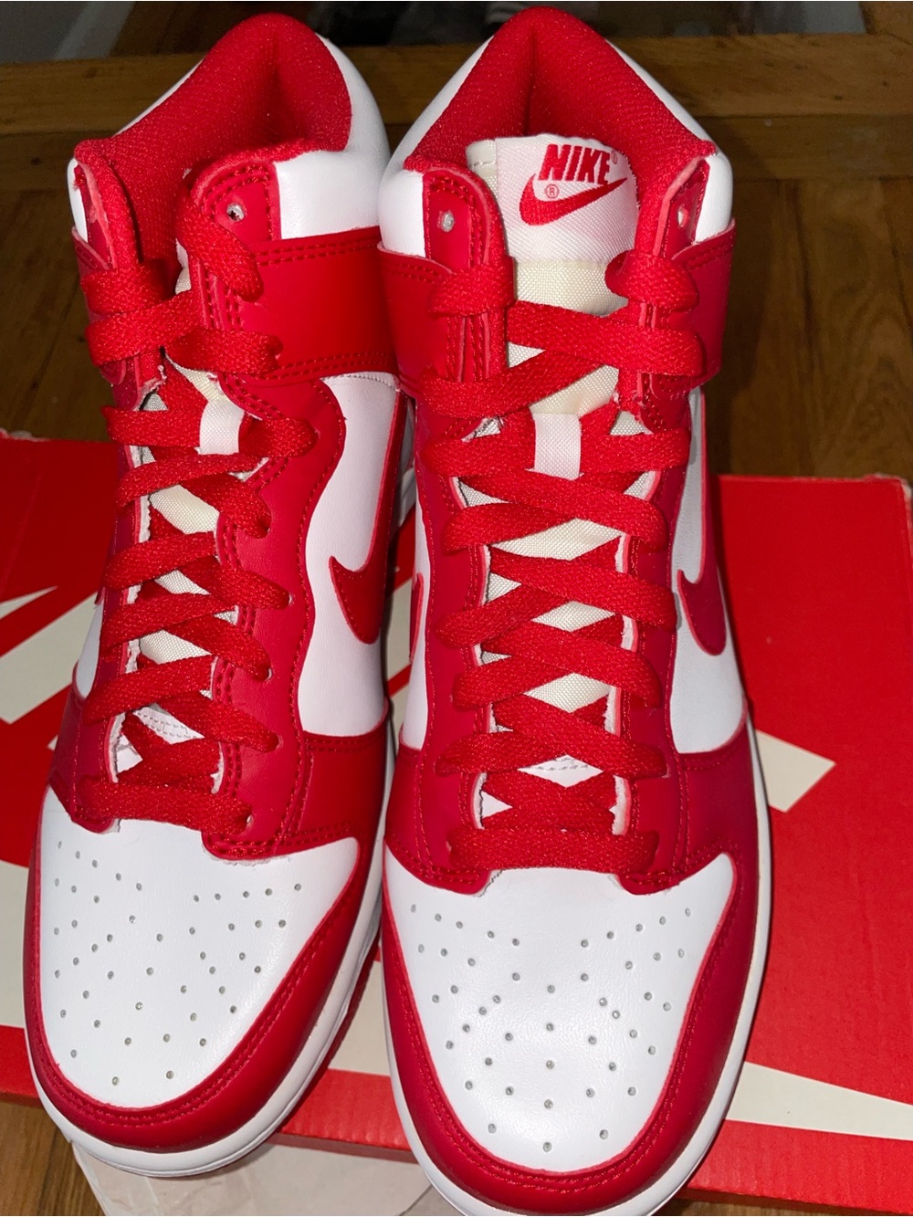 BOYS NikeDunk High "White/University Red" sneakers